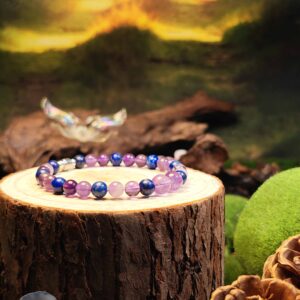 Purple Fluorite and Lapis Lazuli bracelet for insight, balance, and spiritual clarity