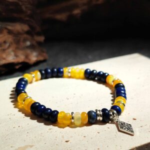 Blue Aventurine and Lapis Lazuli disc bead bracelet for emotional and mental clarity