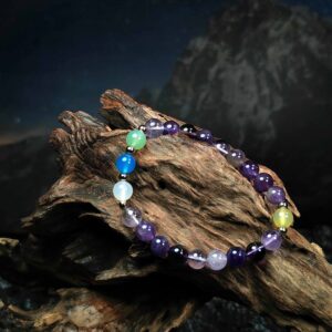 Five Forces crystal bracelet with Fluorite and Agate stones in five elemental colors
