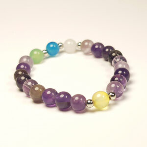Five Forces crystal bracelet with Fluorite and Agate stones in five elemental colors