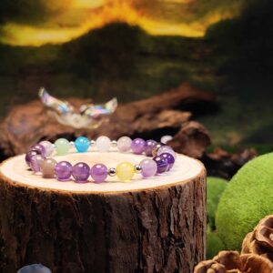Five Forces crystal bracelet with Fluorite and Agate stones in five elemental colors