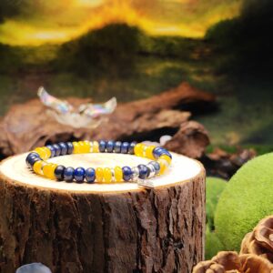 Blue Aventurine and Lapis Lazuli disc bead bracelet for emotional and mental clarity