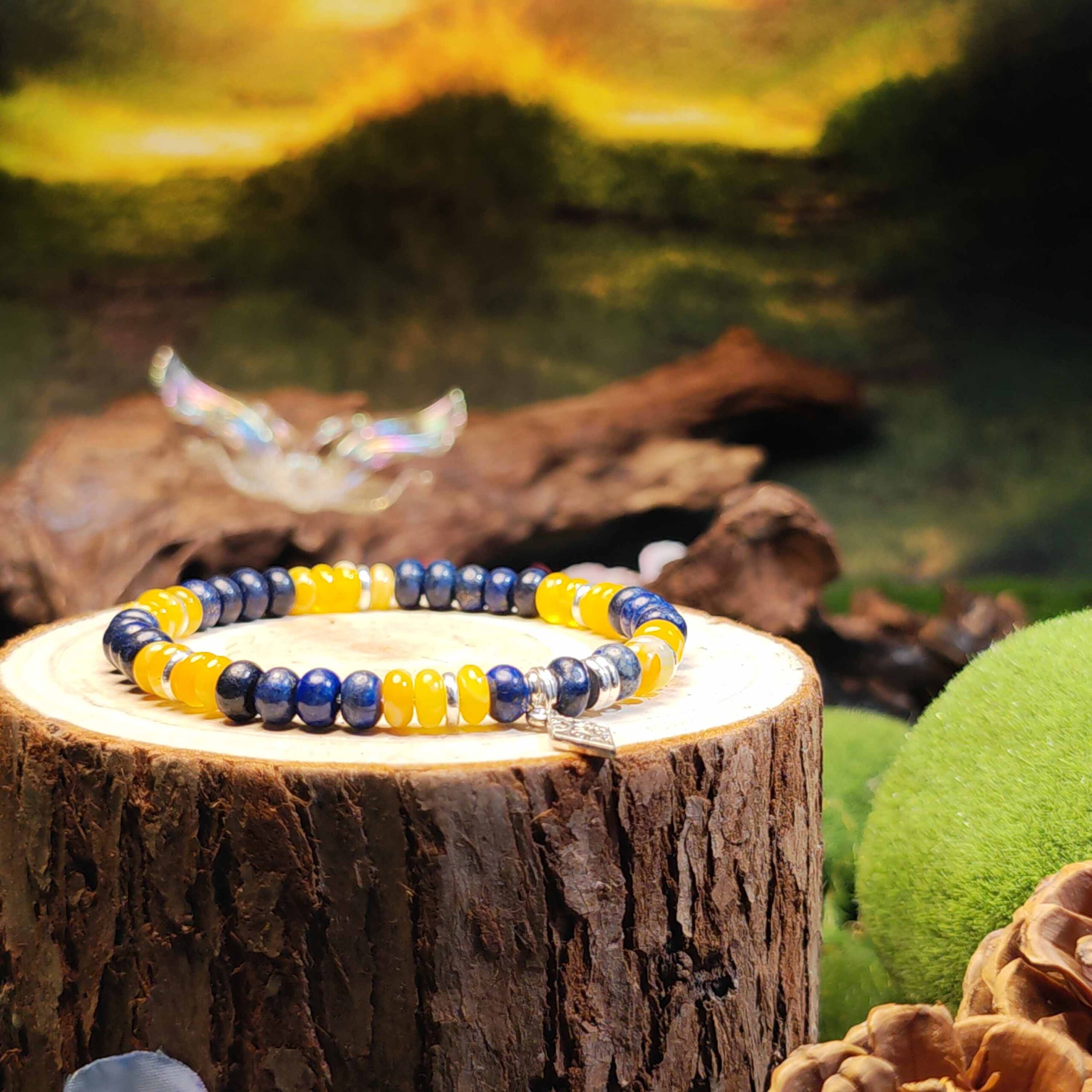 Blue Aventurine and Lapis Lazuli disc bead bracelet for emotional and mental clarity