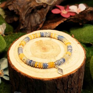 Yellow Jade and Blue Aventurine disc bead bracelet for emotional clarity and balance