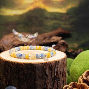 Yellow Jade and Blue Aventurine disc bead bracelet for emotional clarity and balance
