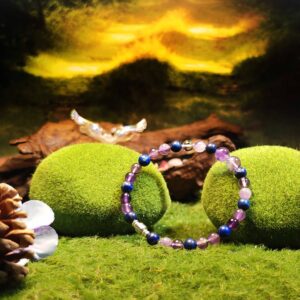 Purple Fluorite and Lapis Lazuli bracelet for insight, balance, and spiritual clarity