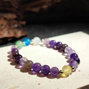 Five Forces crystal bracelet with Fluorite and Agate stones in five elemental colors