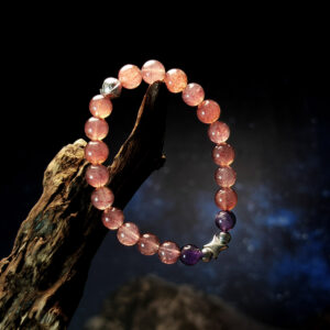 Handcrafted bracelet made with Strawberry Quartz and Amethyst representing the dreamy essence of the Fire Force.