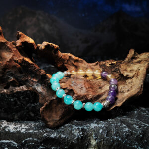 Inner Radiant bracelet with Amazonite, Yellow Fluorite, and Amethyst stones