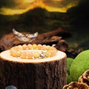 Bracelet with Yellow Fluorite and Orange Moonstone for wisdom and creative insight