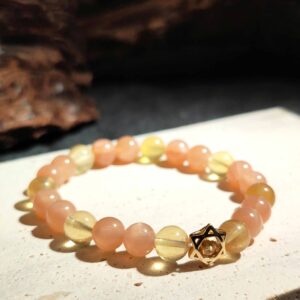 Bracelet with Yellow Fluorite and Orange Moonstone for wisdom and creative insight