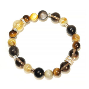 Fortune Core bracelet with Smoky Quartz, Tiger’s Eye, Citrine, and Obsidian