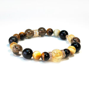 Fortune Core bracelet with Smoky Quartz, Tiger’s Eye, Citrine, and Obsidian