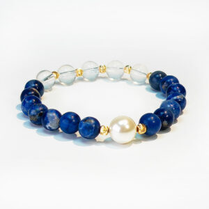 Mind Mirror bracelet with Sodalite, Clear Quartz, and Pearl for clarity and emotional balance