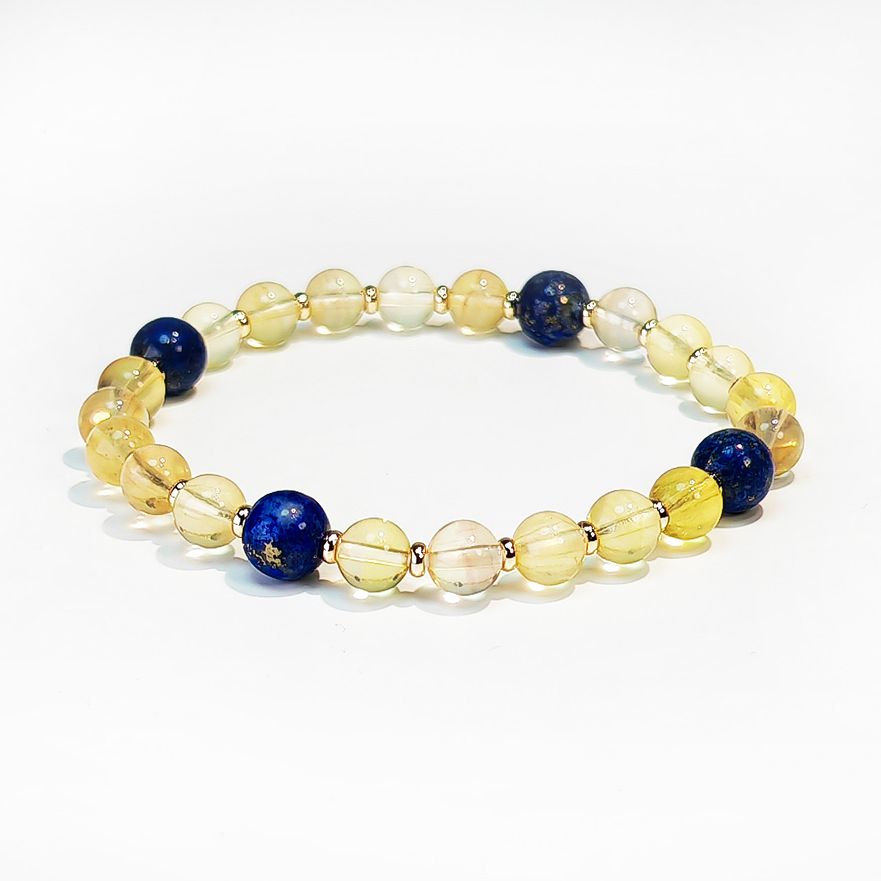 Strategic Calm bracelet with Lapis Lazuli and Yellow Fluorite for insight and grounded strategy