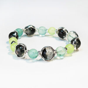 Growth Veil bracelet made with Green Phantom, Prehnite, and Grape Chalcedony for healing and growth