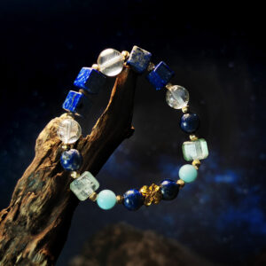 EquaField bracelet with Lapis Lazuli, Clear Quartz, Shoushan Stone, and White Fluorite for balanced energy and spiritual insight