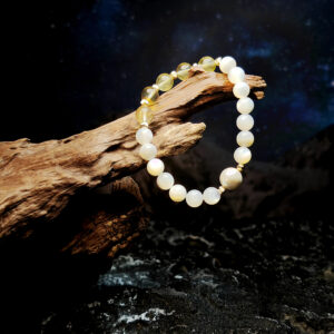 Still Waters bracelet with Yellow Fluorite, Shell, and Pearl for emotional clarity and peace