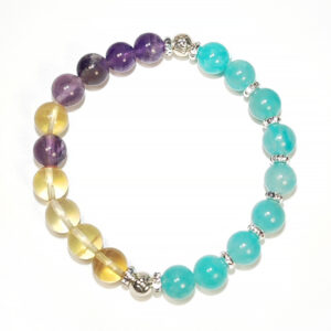 Inner Radiant bracelet with Amazonite, Yellow Fluorite, and Amethyst stones
