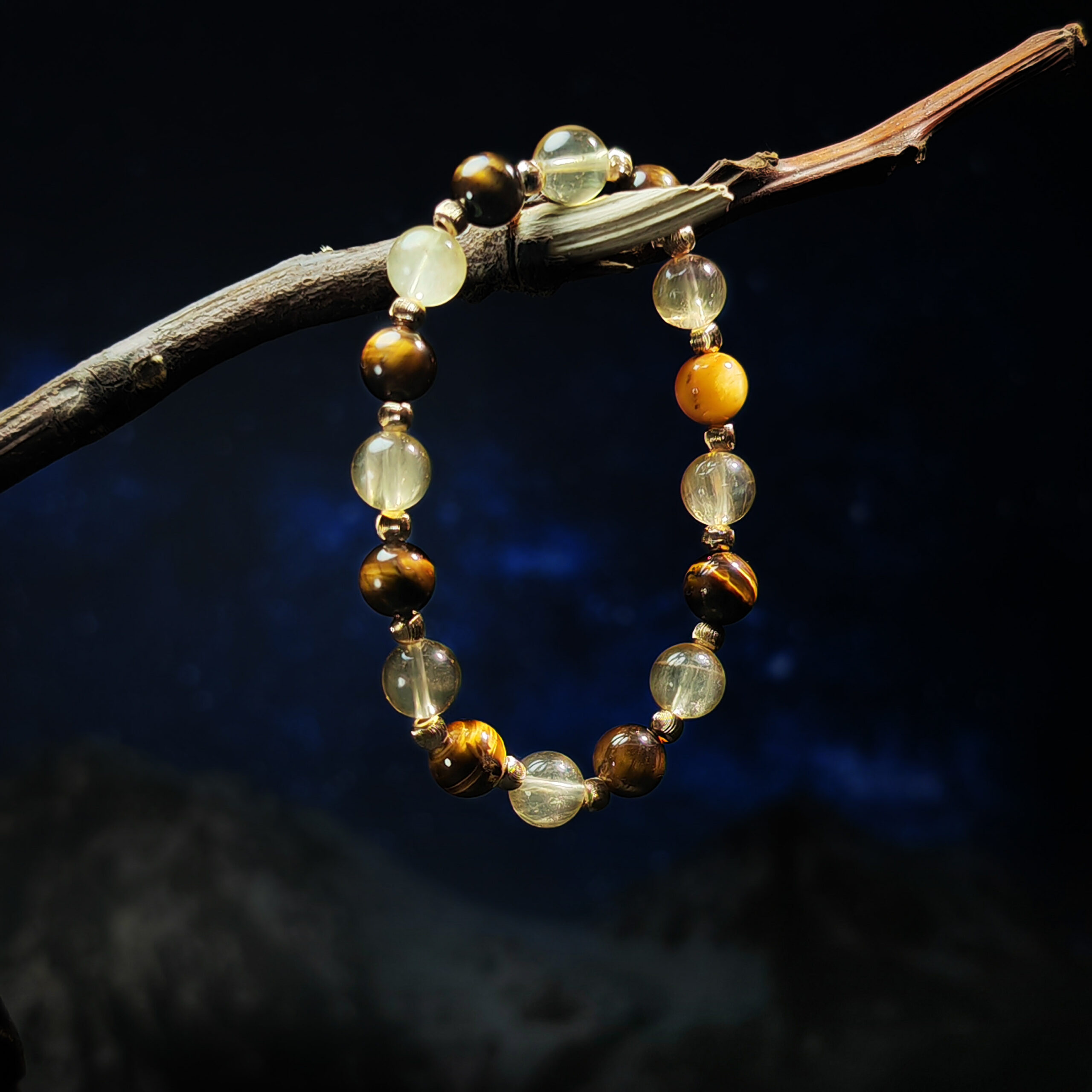 Earth Fortune bracelet with Yellow Tiger’s Eye and Yellow Fluorite for focus and grounded wealth