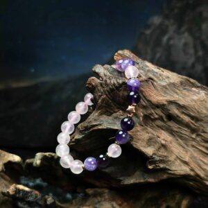 Heart Whisper bracelet with Rose Quartz and Purple Fluorite for emotional healing and attracting love
