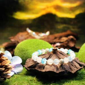 Silent Vision bracelet featuring Blue Cat’s Eye and White Agate for enhanced intuition and mental clarity