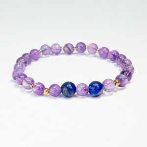 Amethyst and Lapis Lazuli bracelet representing Fire and Water Forces for clarity and wisdom.
