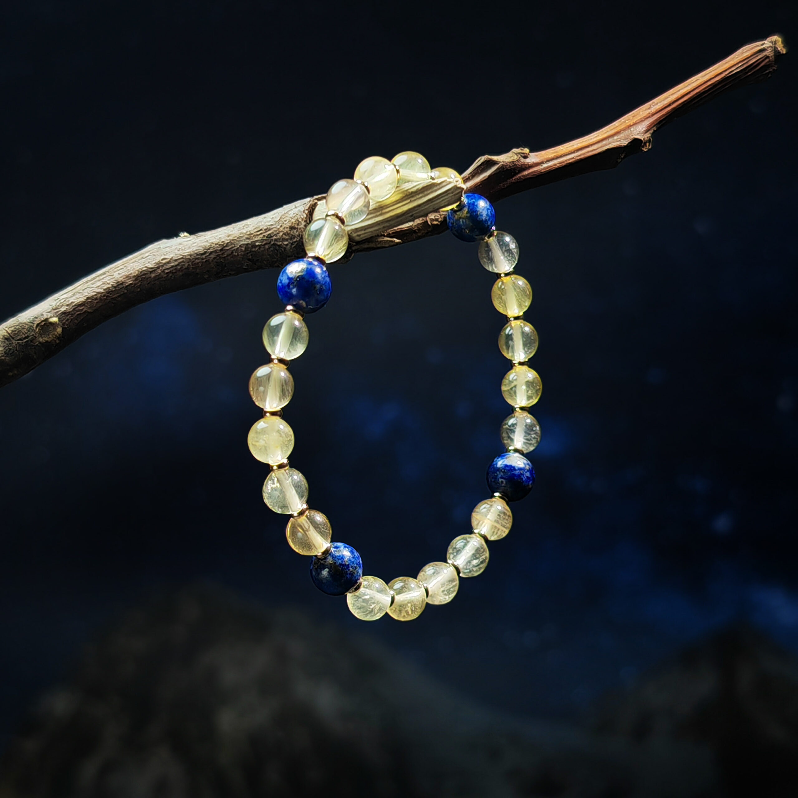 Strategic Calm bracelet with Lapis Lazuli and Yellow Fluorite for insight and grounded strategy