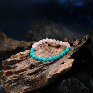 Heart Bloom bracelet with Turquoise and Rose Quartz for self-love and open expression