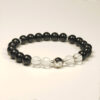 Obsidian and Clear Quartz bracelet with Tai Chi charm for career clarity and energy balance