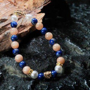 Radiant Mind bracelet featuring Sodalite, Sunstone, and Pearl for clarity, confidence, and elegance