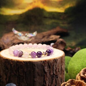 Heart Whisper bracelet with Rose Quartz and Purple Fluorite for emotional healing and attracting love