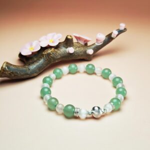 Verdantis Ward crystal bracelet with Green Aventurine and White Selenite for career stability and protection.
