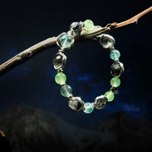 Growth Veil bracelet made with Green Phantom, Prehnite, and Grape Chalcedony for healing and growth