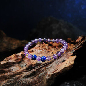 Amethyst and Lapis Lazuli bracelet representing Fire and Water Forces for clarity and wisdom.