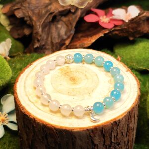 Mindflow bracelet with White Agate and Blue Agate for emotional clarity and calm