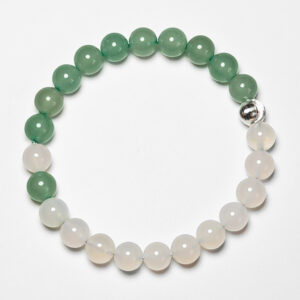 Zodiac Gate bracelet with White Agate and Green Aventurine for career stability and wealth growth.