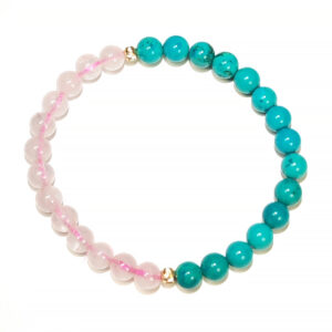 Heart Bloom bracelet with Turquoise and Rose Quartz for self-love and open expression