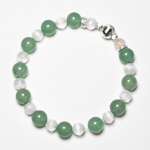 Verdantis Ward crystal bracelet with Green Aventurine and White Selenite for career stability and protection.