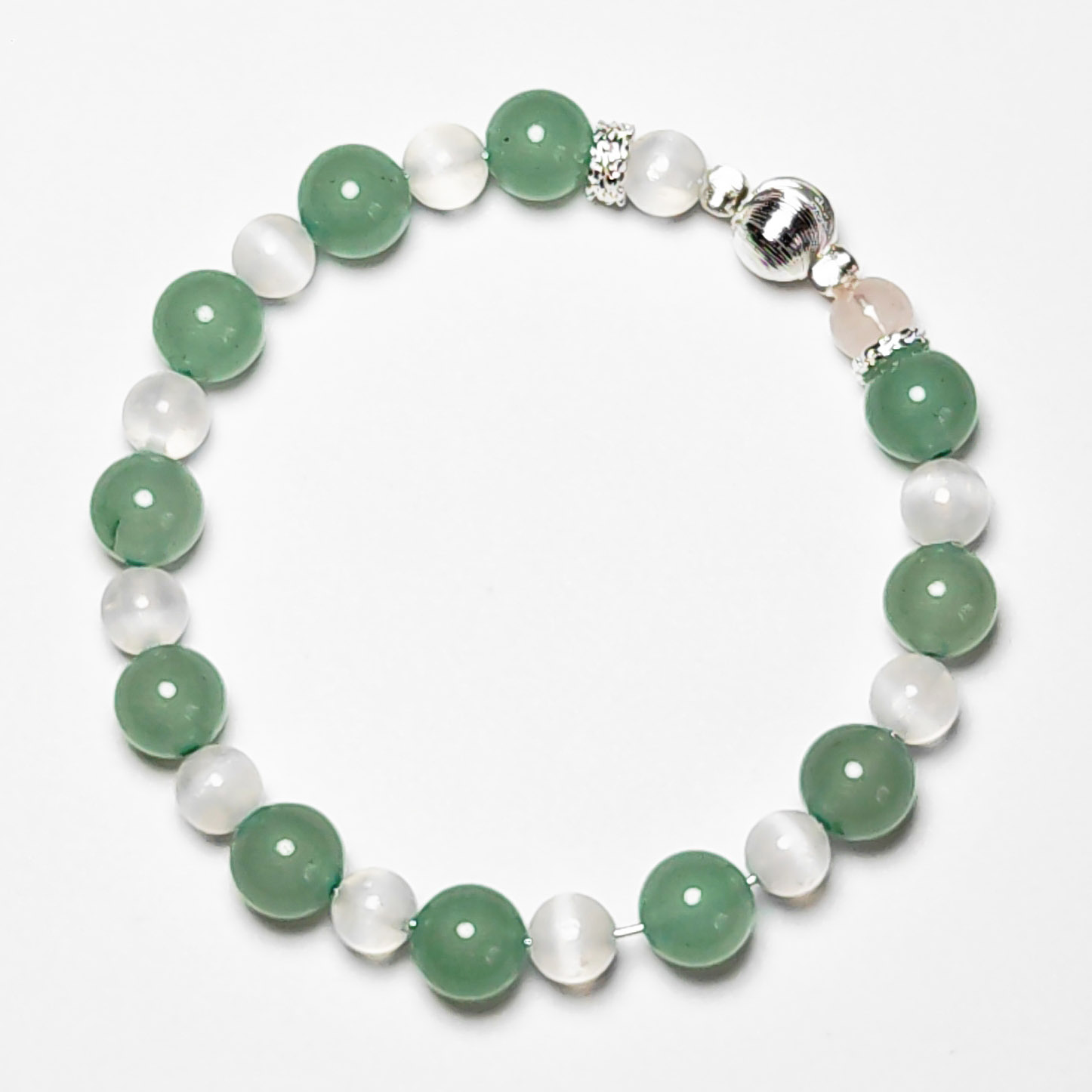 Verdantis Ward crystal bracelet with Green Aventurine and White Selenite for career stability and protection.