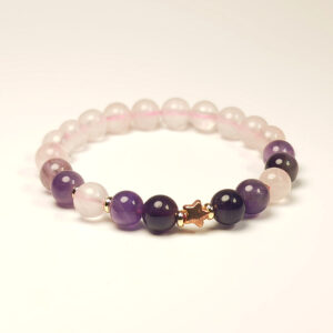 Heart Whisper bracelet with Rose Quartz and Purple Fluorite for emotional healing and attracting love