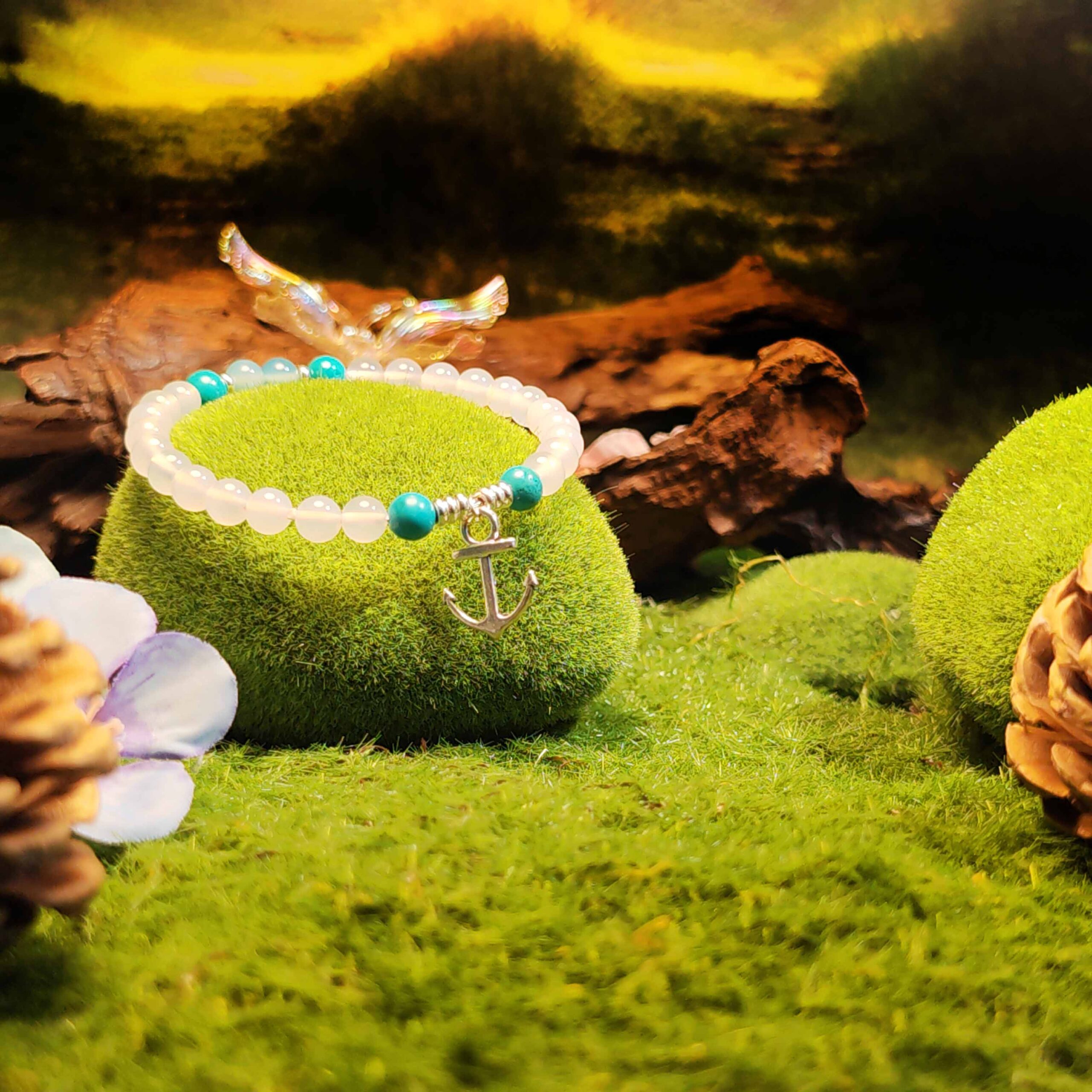 Turquoise, Blue Agate, and White Agate bracelet designed for clear communication, emotional balance, and mental clarity