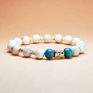 Venus Current crystal bracelet with white turquoise and blue apatite for love, attraction, and prosperity.