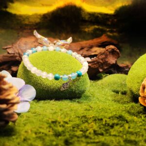 Turquoise, Blue Agate, and White Cat’s Eye bracelet designed for clear communication and magnetic self-expression