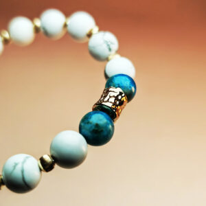 Venus Current crystal bracelet with white turquoise and blue apatite for love, attraction, and prosperity.