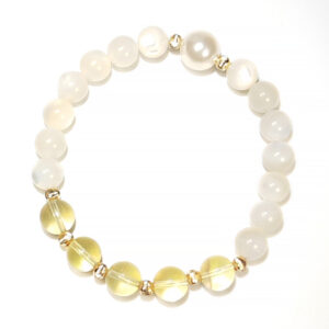 Still Waters bracelet with Yellow Fluorite, Shell, and Pearl for emotional clarity and peace