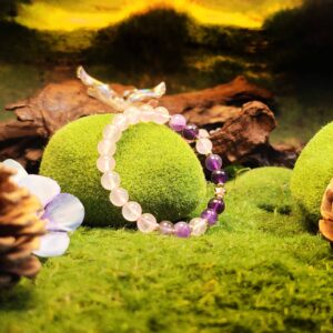 Heart Whisper bracelet with Rose Quartz and Purple Fluorite for emotional healing and attracting love