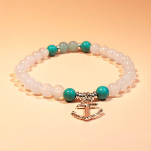 Turquoise, Blue Agate, and White Agate bracelet designed for clear communication, emotional balance, and mental clarity