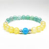 Bracelet with Green Fluorite, Blue Agate, and Yellow Agate for emotional balance and grounding