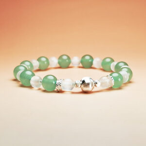 Verdantis Ward crystal bracelet with Green Aventurine and White Selenite for career stability and protection.